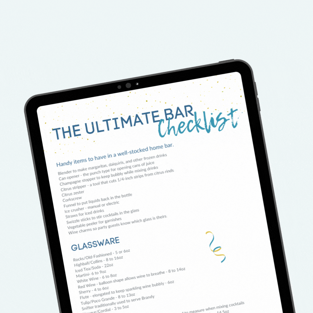 An ipad showing a bar checklist.