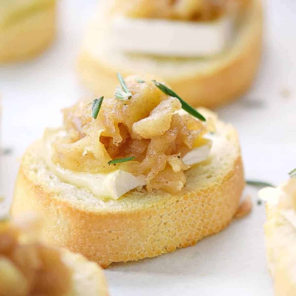 Apple Compote and Brie Crostini. 