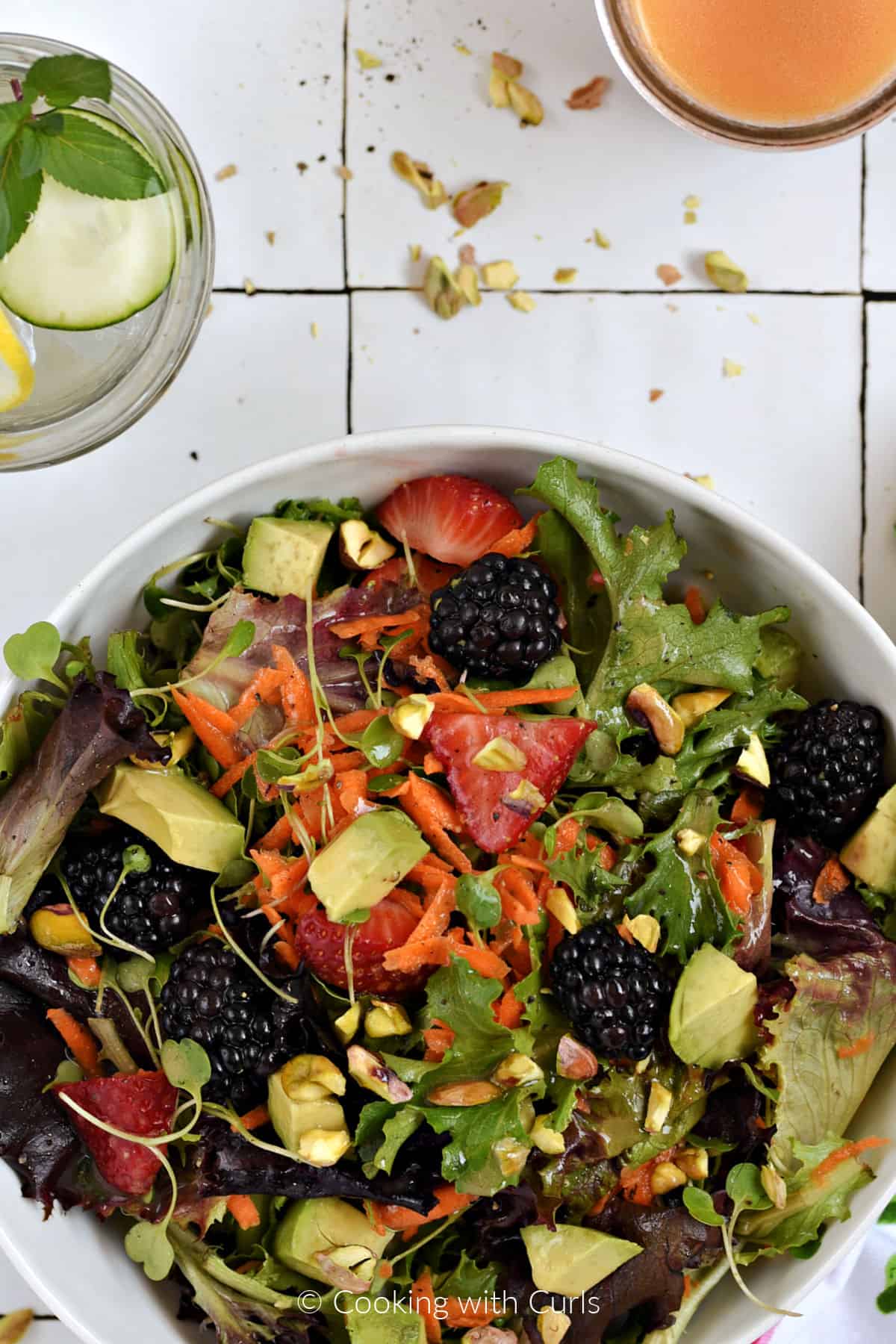 Looking down on aCalifornia Spa Salad. 