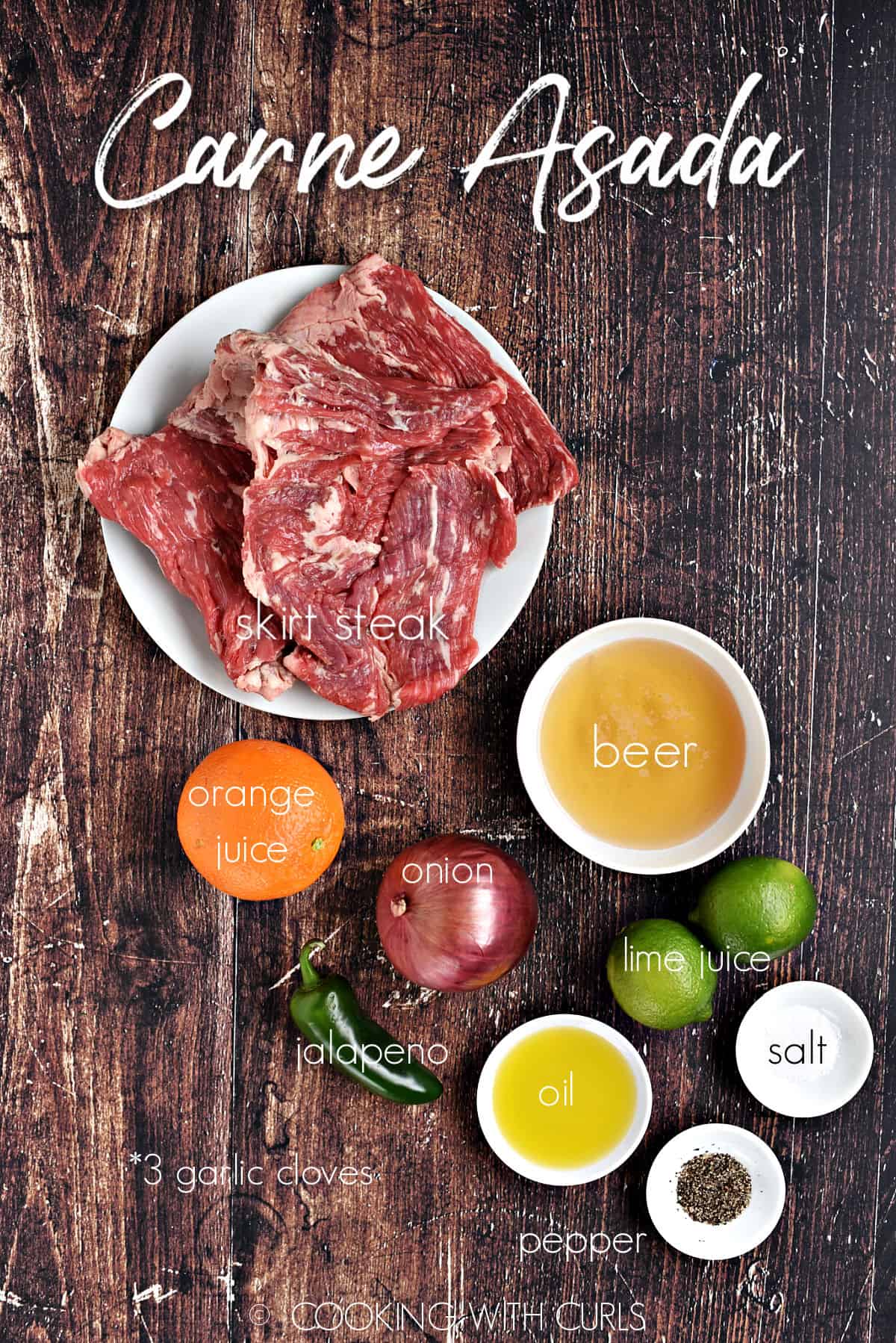 Carne Asada ingredients. 