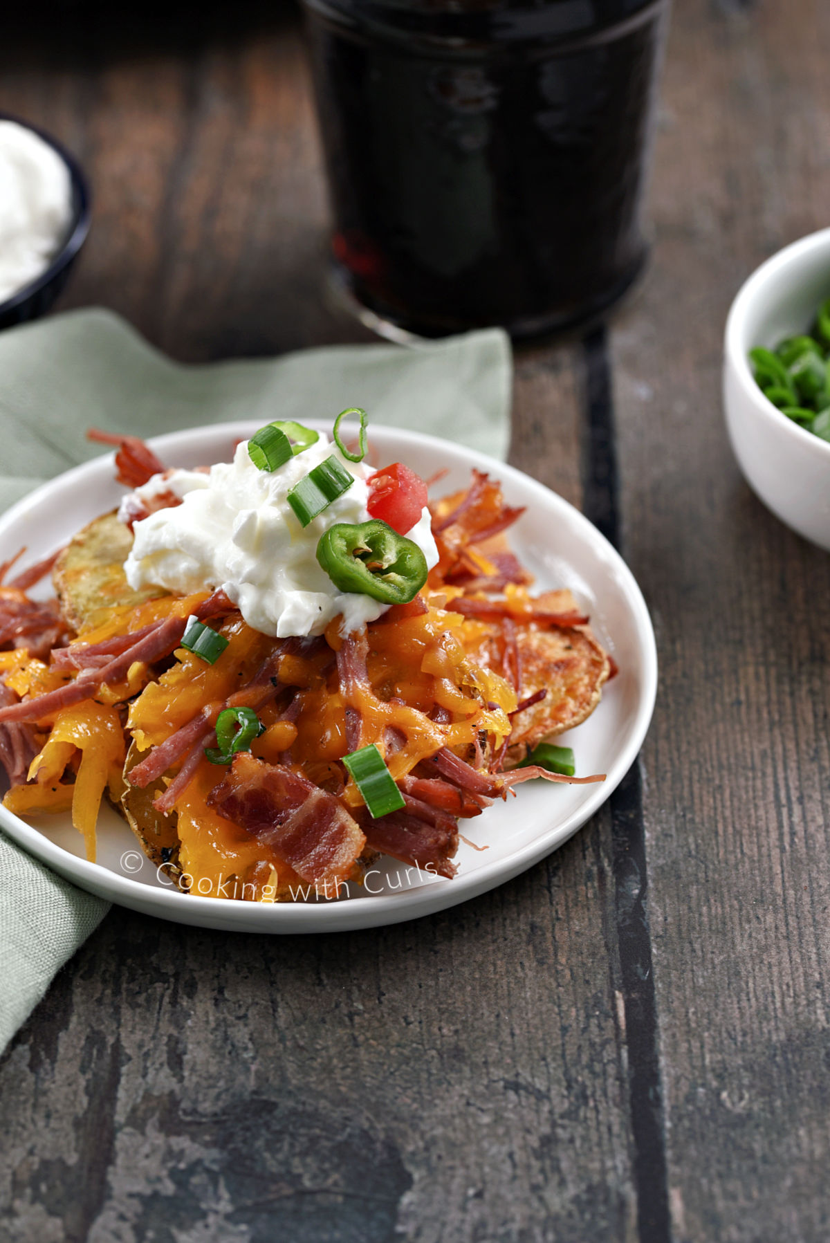 Corned Beef Irish Nachos on a plate. 