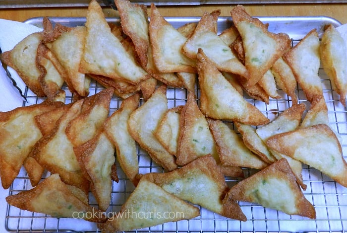 Dairy-free Crab Rangoons drain cookingwithcurls.com