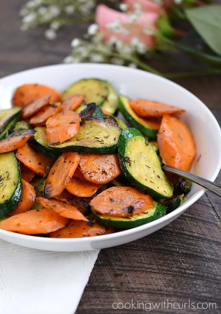 Easy Sautéed Zucchini and Carrots in a small bowl.