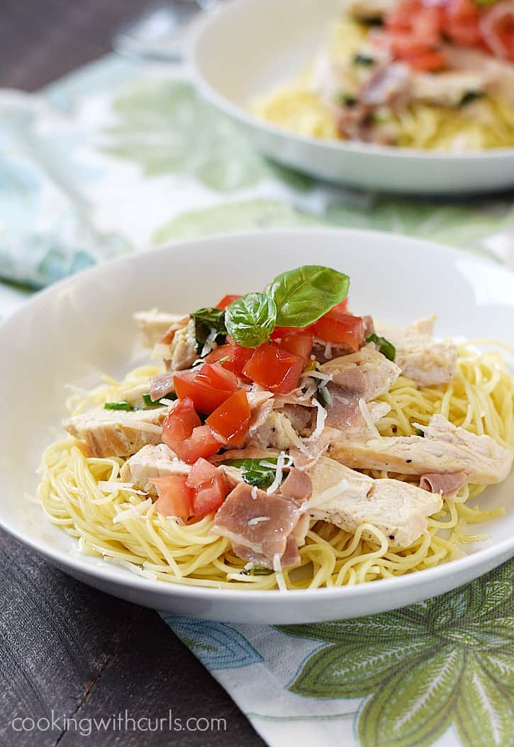 Chicken with Basil Cream on Angel Hair Pasta