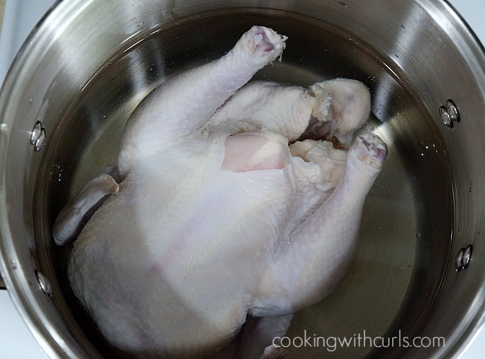 Homemade Chicken Stock water cookingwithcurls.com