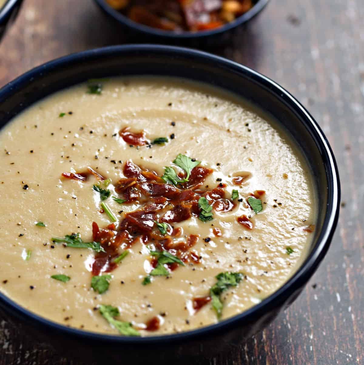 Creamy Cauliflower Soup with Crispy Prosciutto