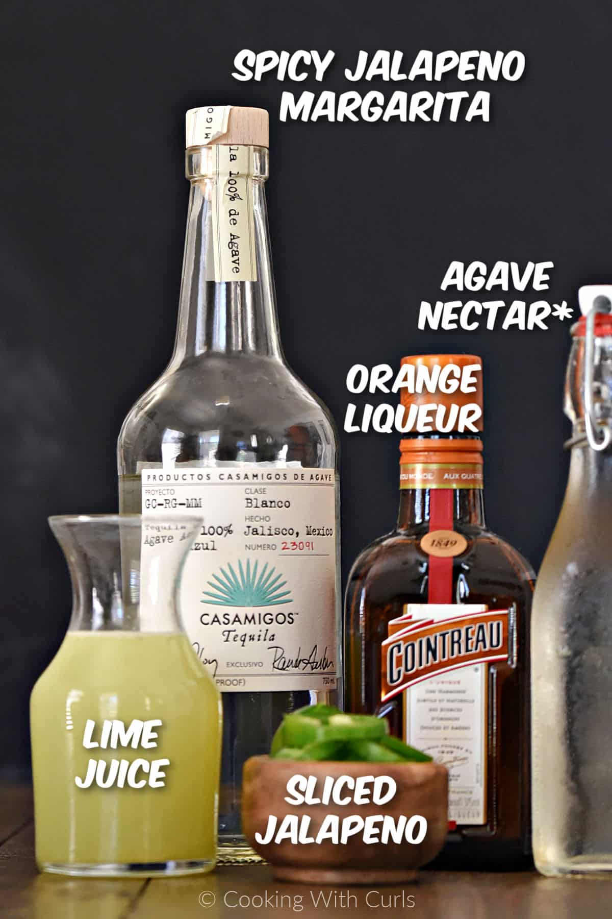 Ingredients to make this Spicy Jalapeno Margarita recipe. 