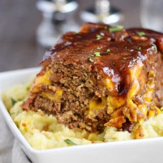 Instant Pot Bacon Cheeseburger Meatloaf with creamy Mashed Potatoes | cookingwithcurls.com