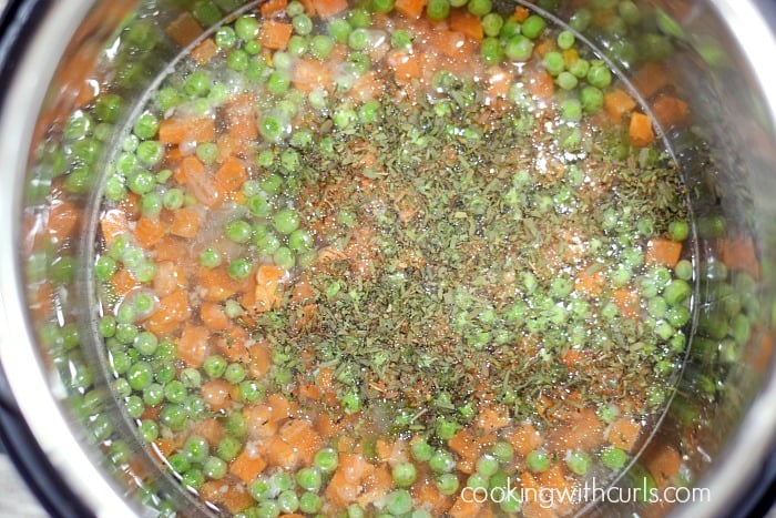 Instant Pot Chicken Pot Pie Soup veggies cookingwithcurls.com