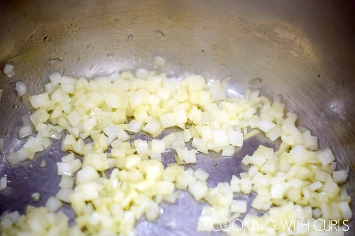 Sauté the diced onions.