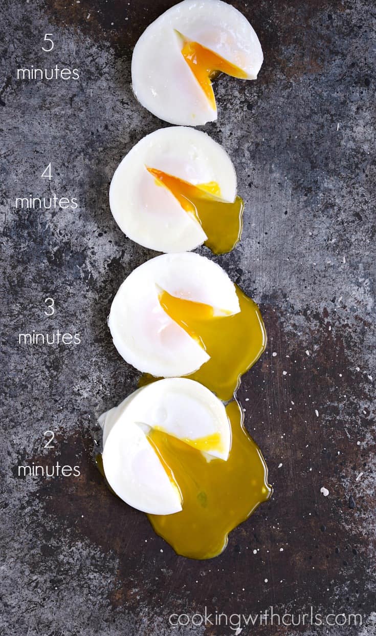 Instant Pot Poached Eggs cooked in 2, 3, 4, or 5 minutes.