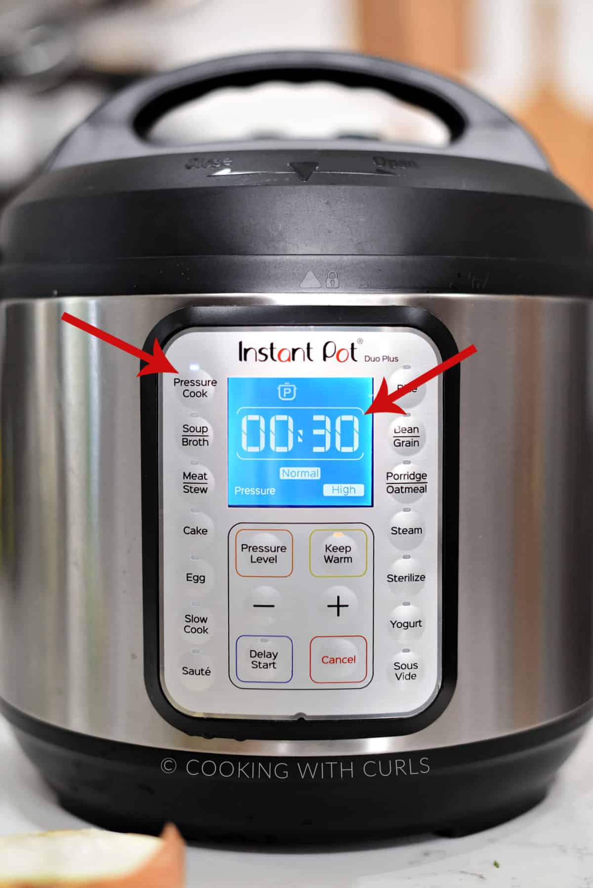 Instant Pot set to 30 minutes on Normal High Pressure Cook. 