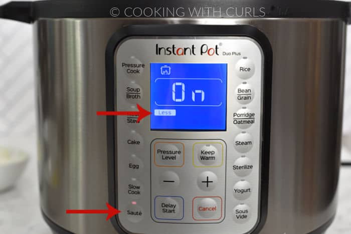 Instant Pot set to Saute Less. 