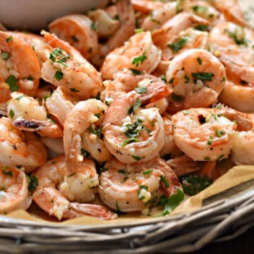 Oven Roasted Shrimp on a platter.