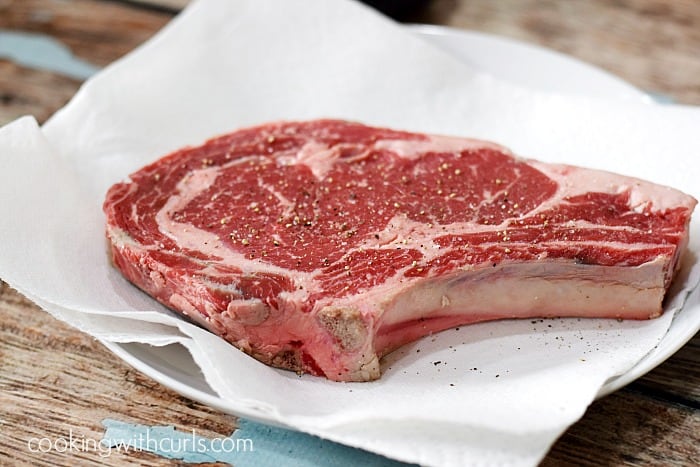 Pan-Seared Ribeye Steak towel cookingwithcurls.com
