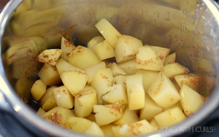 Quick release the pressure when the potatoes are finished cooking cookingwithcurls.com