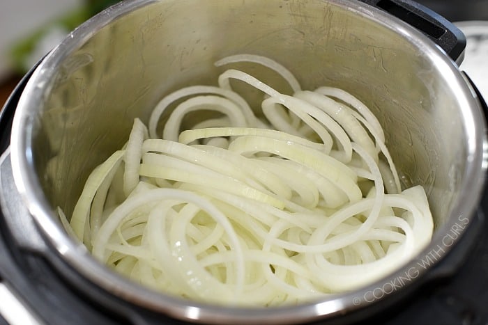 Onion rings in a pressure cooker.