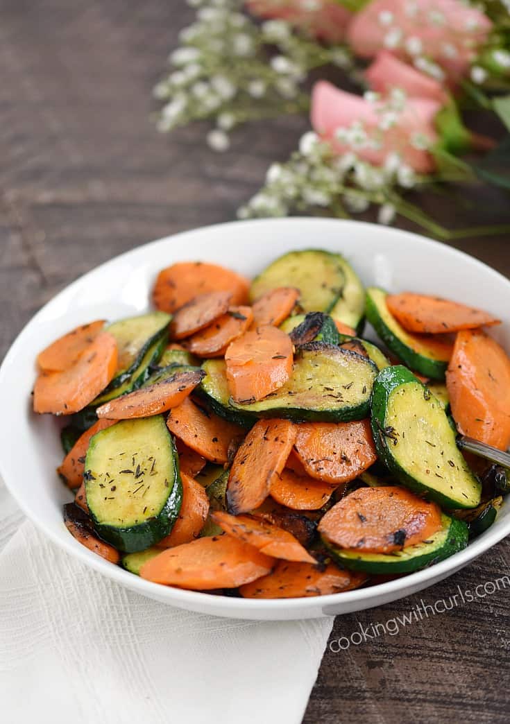 Sauteed Zucchini and Carrots in a serving bowl.