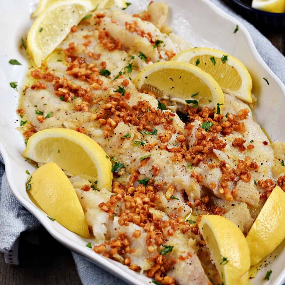Sole with Caramelized Garlic