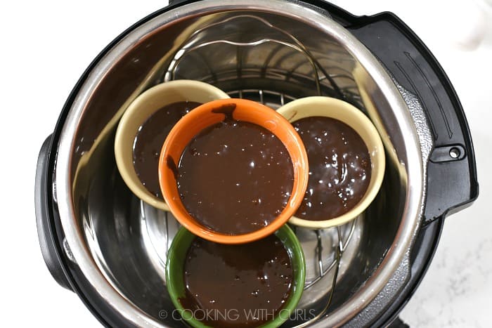 Stack the filled ramekins on a trivet in the inner liner of the pressure cooker cookingwithcurls.com