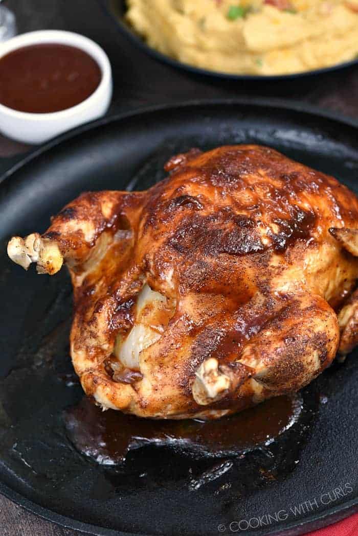 This Instant Pot BBQ Chicken is a weeknight meal game changer. Sticky delicious chicken in under an hour! cookingwithcurls.com