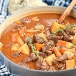 This Instant Pot Beef Stew recipe has all of the flavor of the classic favorite, but it's ready in half the amount of time! cookingwithcurls.com