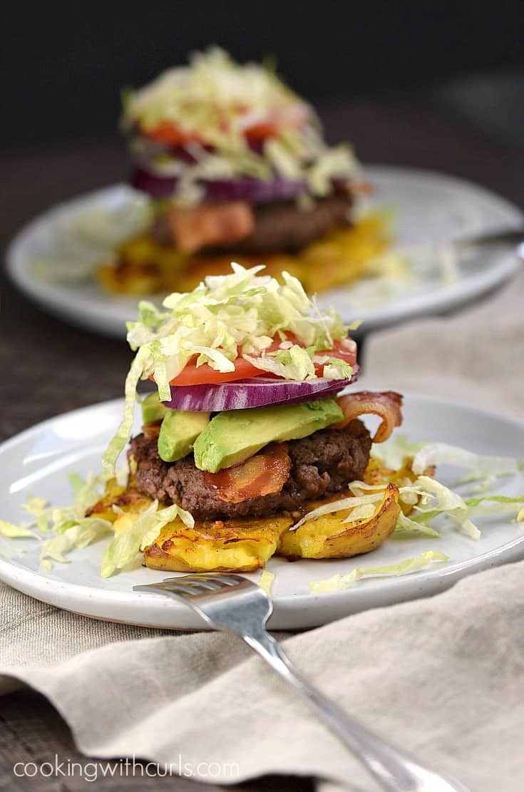 You won't even miss the bun once you dig into these delicious Smashed Potato Burgers! cookingwithcurls.com